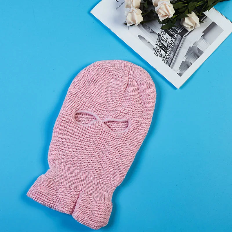 Motorcycle Ski Full Face Masks Cover Windproof Winter Warm Hat 2 Holes Soft Comfortable Windproof Knit Hat Scarf