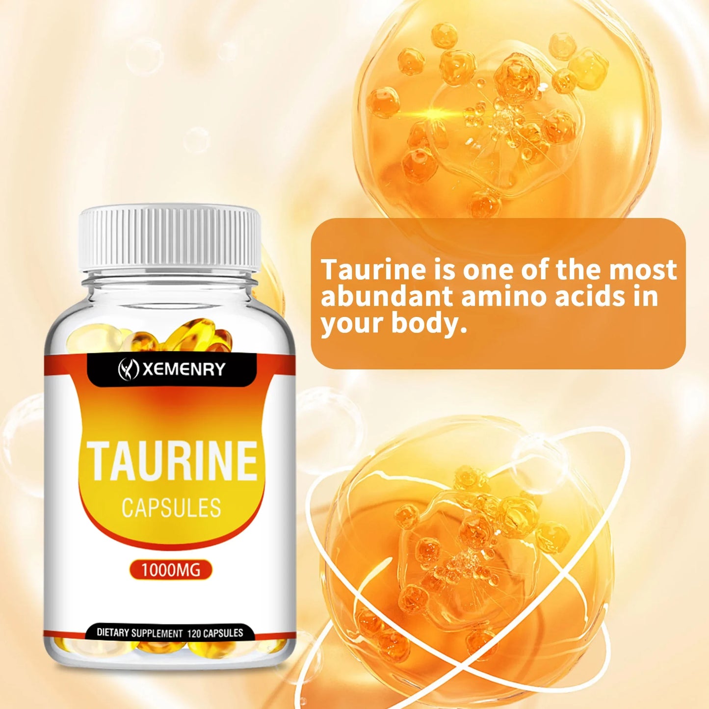 Taurine Capsules 1000mg - Supports Heart, Nerve, Brain, and Muscle Health - 120 Capsules