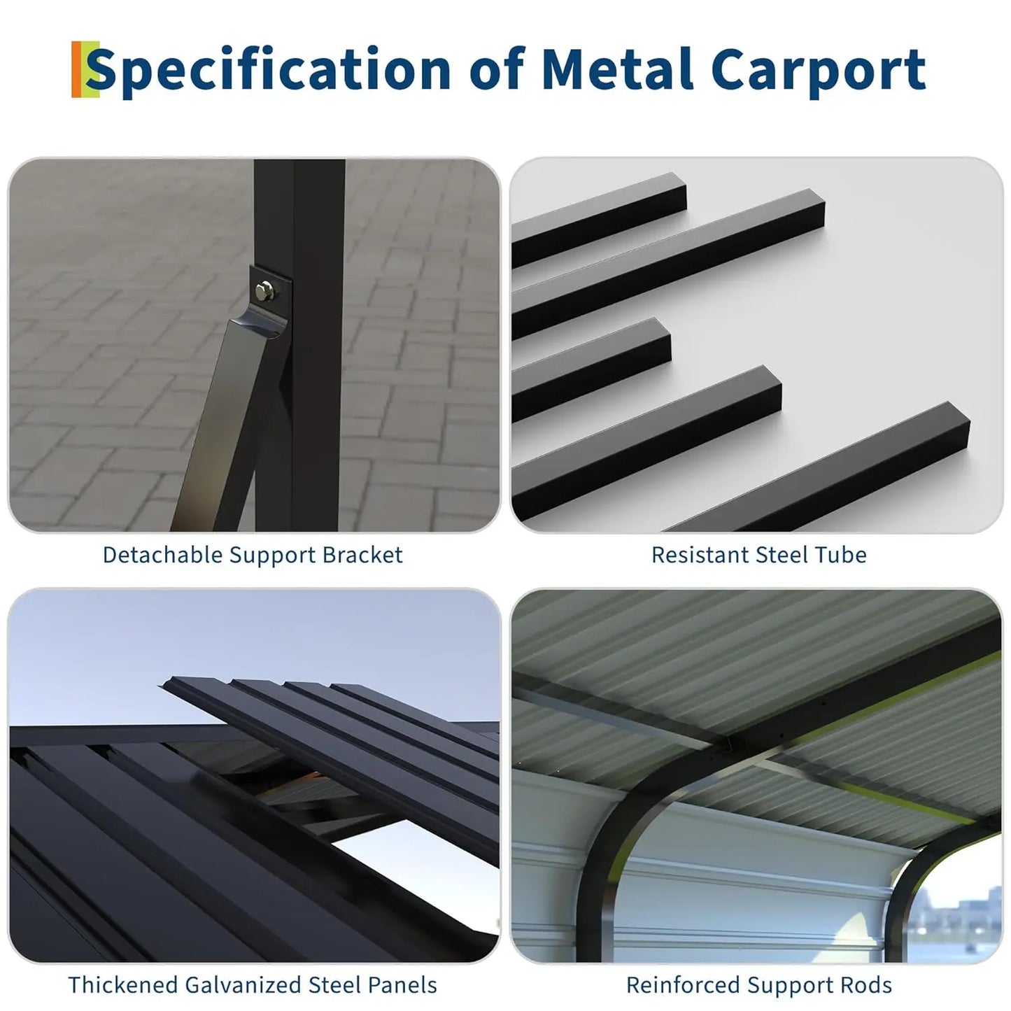 12x20 FT Metal Carport, Heavy Duty Carports Canopy with Galvanized Steel Frame & Roof, Outdoor Garage Car Port for, Customized