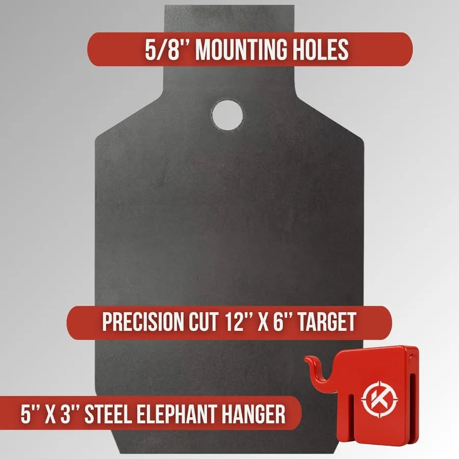 Elephant T-Post Target Hanger with 3/8" AR500 Steel Targets for Shooting -Made in USA - Easy Assembly - Built to Fit on Standard