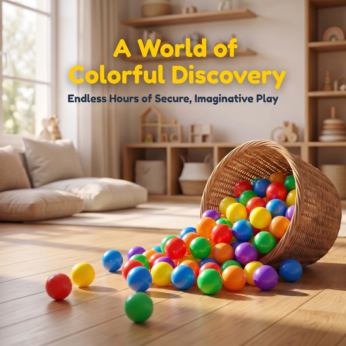 Multicolor Plastic Ball Pit Balls 500/1000/2000 PCS 2.2 Inch Safe Anti‑Choking PE Balls for Kids Bounce House Inflatable Water Pool Play Tent Ball Pit
