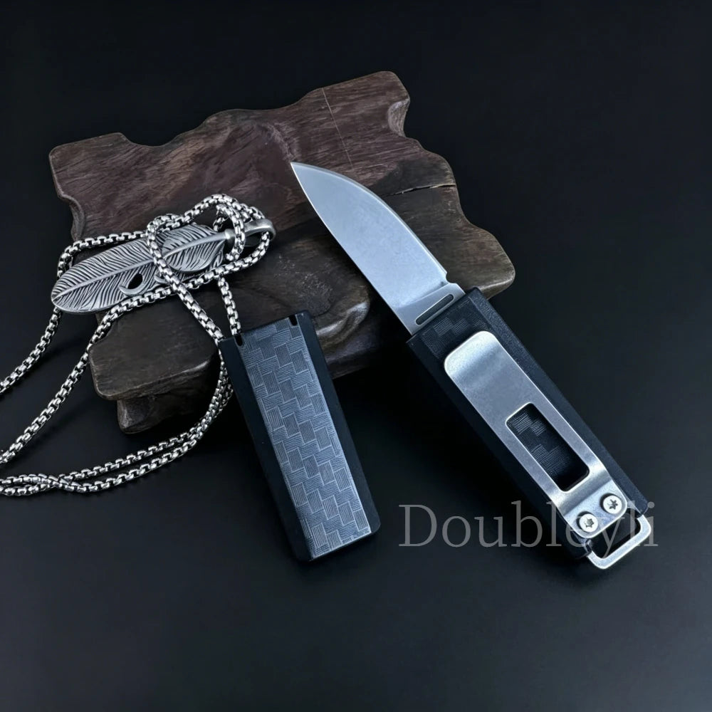 Lightweight Compact 2425 Straight Knife Outdoor Knife EDC Cutting Knife Package Opening Knife Camping Fishing Knife with K Sheath Nylon Fiber Handle