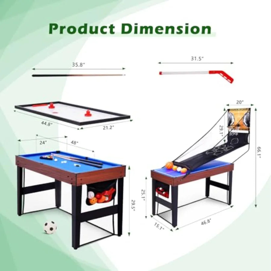 9 in 1 Multi Game Table Combo Game Table Arcade Combination Game Table Set w/Billiards Ping Pong Hockey Basketball Bean Bag and