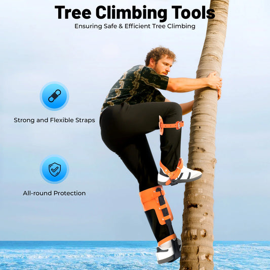 Tree Climbing Spikes Set 220LBS Load Capacity, Carbon Steel Claw with Cowhide Straps for Fruit Picking & Tree Climbing