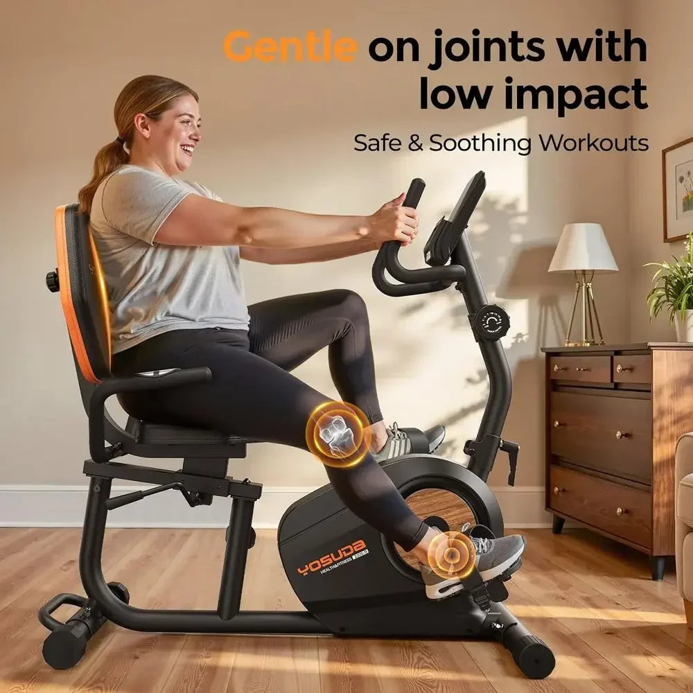 Adjustable Seat Magnetic Recumbent Bike for Seniors - 350 lbs Capacity, 16 Resistance Levels, LCD Monitor & Pulse Sensor