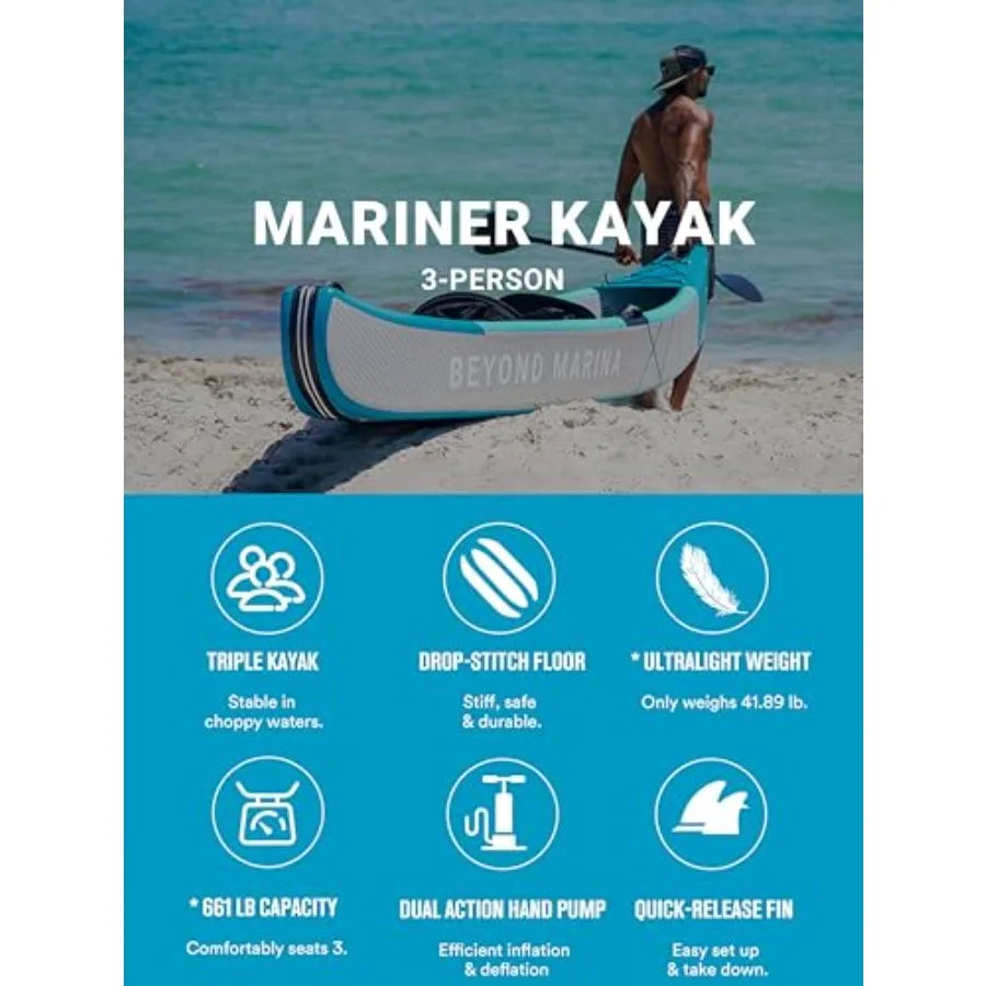 Inflatable Kayak For Recreation Drop Stitch Material Gray Durable And Stable