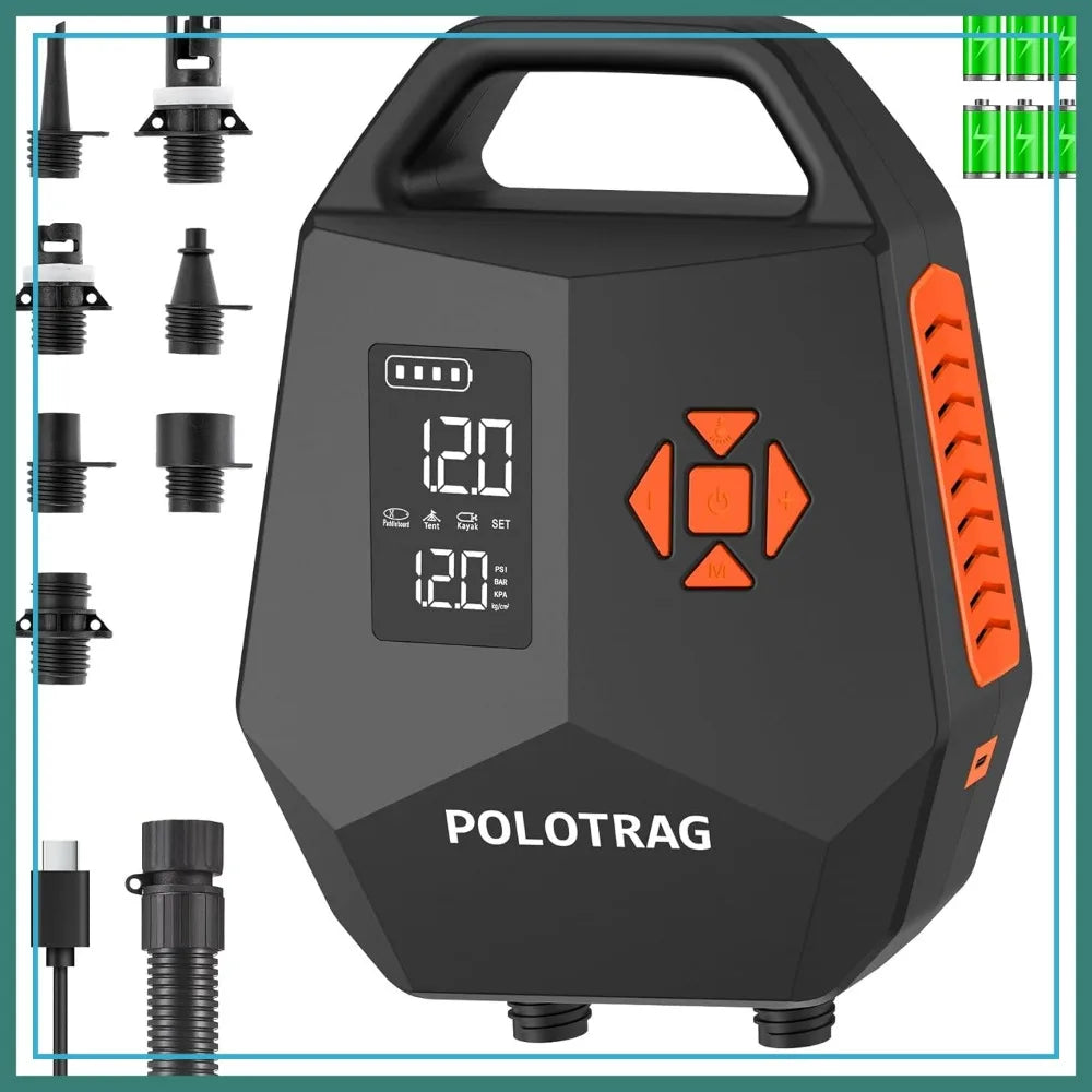 20PSI Rechargeable SUP Pump, 12000mAh Electric Paddle Board Air Pump with Auto-Off, Portable Inflator for Kayak, Air Mattress