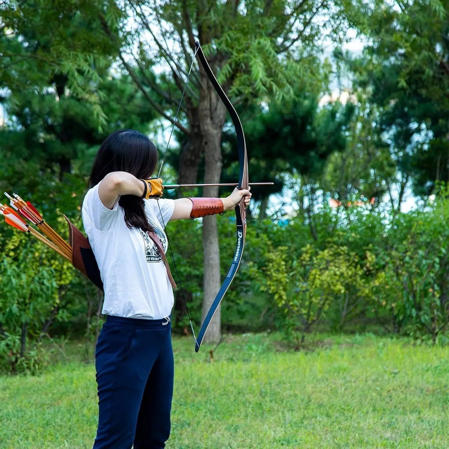 54" Traditional Recurve Bow for Hunting & Target Practice, 15-80 lbs Draw Weight, RH/LH, Bamboo Core Limbs