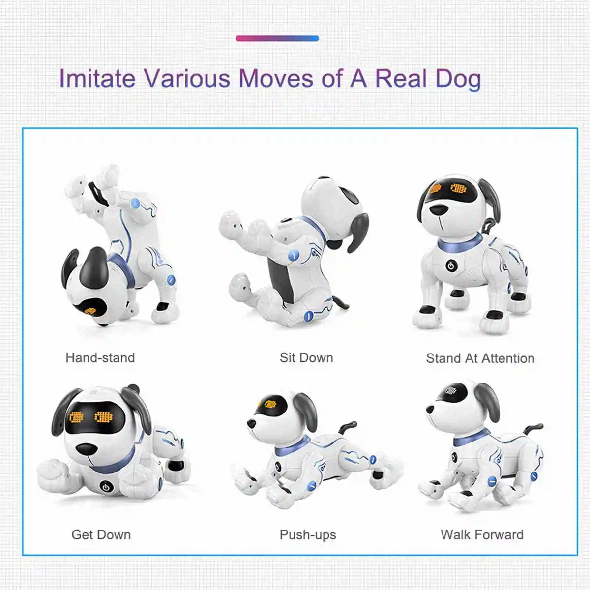 White K16A Intelligent Robot Intelligent Dog 5m Range Infrared Remote Control Dynamic Music Dance Robot Dog