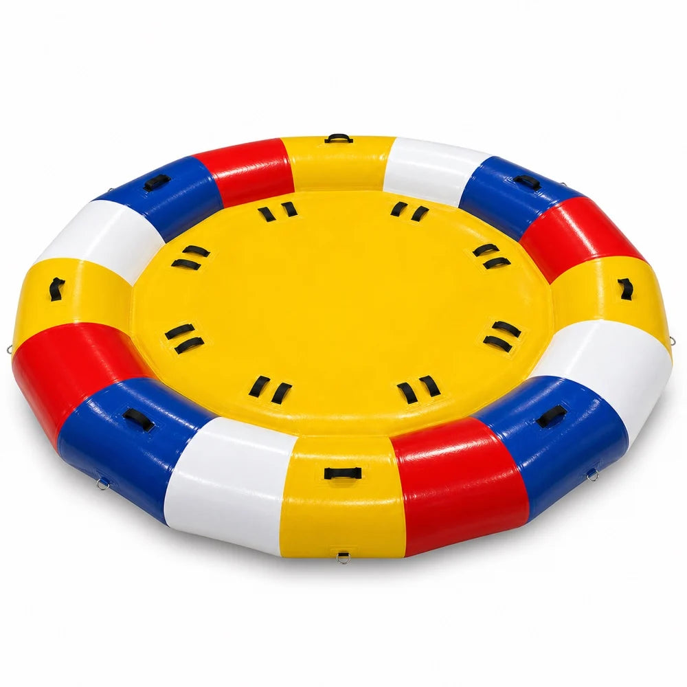 10x10FT Inflatable UFO Towable Tube for 6-8 Riders, Disco Boat Party Float, 0.9mm PVC with Electric Pump, Bag & Repair Kit