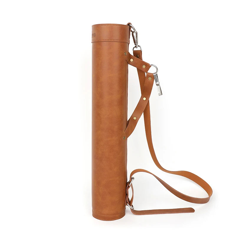 Archery Quiver Portable Faux Leather Shoulder Bag Adjustable Strap for Compound Recurve Bow Hunting Shooting and Target Practice