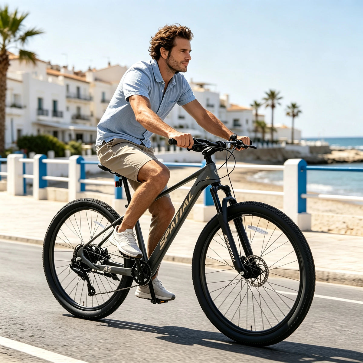 SPATIAL MT275FS 27.5 Inch Hardtail MTB, 8 Speed Mountain Bike, Adult Bicycle, Lightweight Magnesium Alloy Frame, Suspension Fork, Front & Rear Disc Brakes