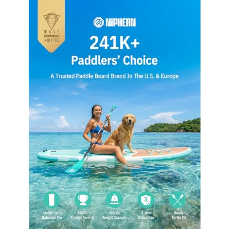 Inflatable Stand Up Paddle Board with SUP Accessories Anti-Slip EVA Deck 10'6'' Inflatable Paddle Boards for Adults Youth of Al