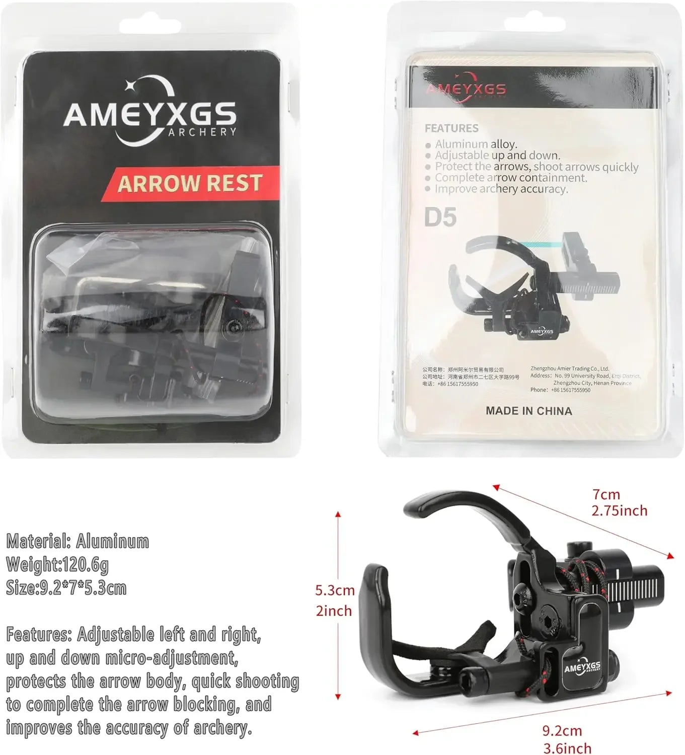 Compound Bow Arrow Rest Fall Away Adjustable Aluminum Alloy Durable for Hunting Shooting and Target Practice Accessories