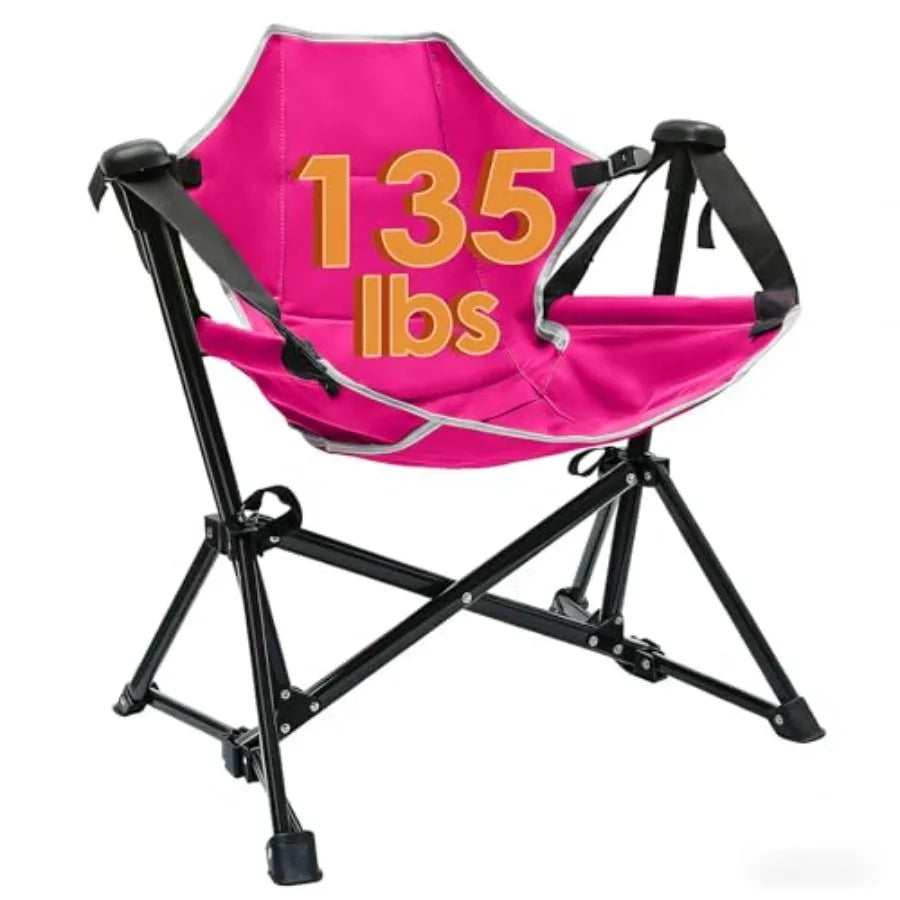 Adjustable Hammock Chair Portable Folding Camping Chair with Stand Green and Pink for Outdoor Patio Travel and Camping Supports