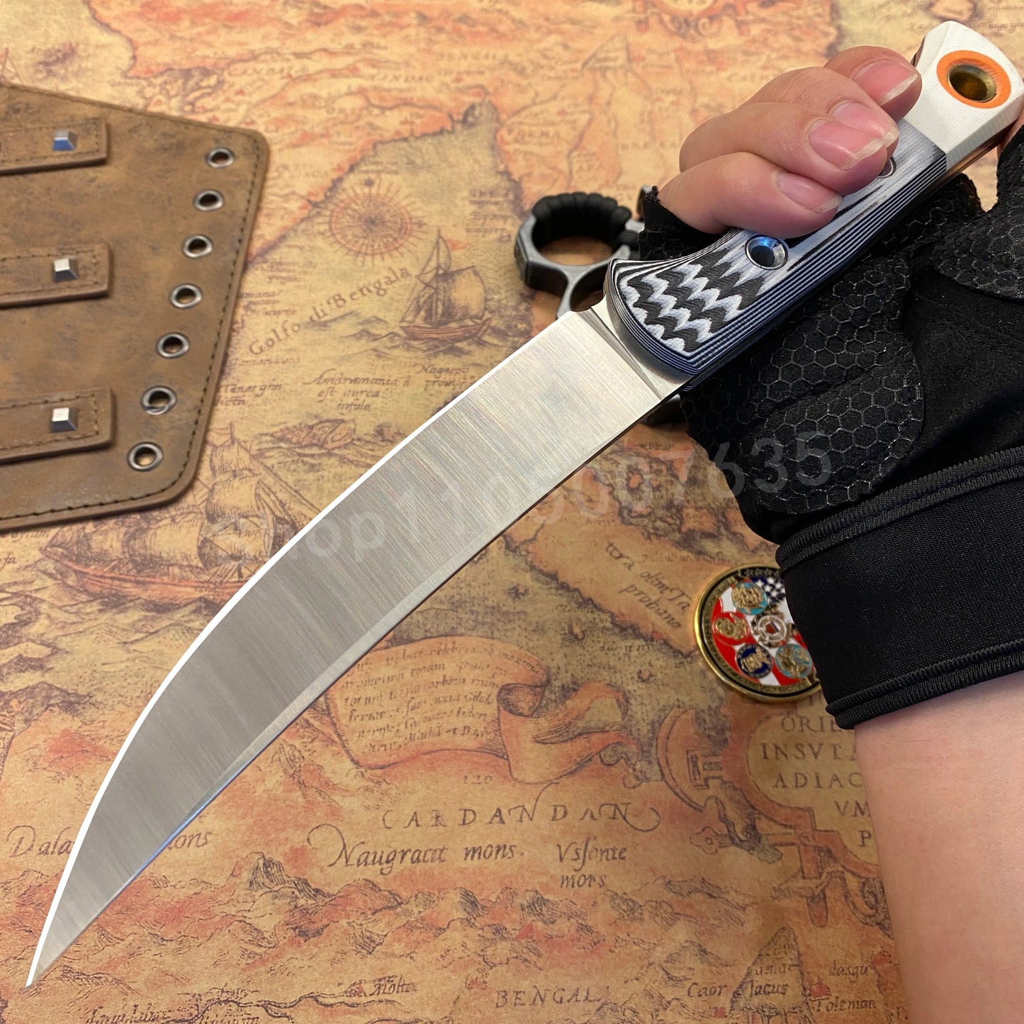 Meatcrafter 15500 High-Strength Large Straight Knife D2 Steel Blade Outdoor Tactical Camping Hunting Survival Tool Men's Gift