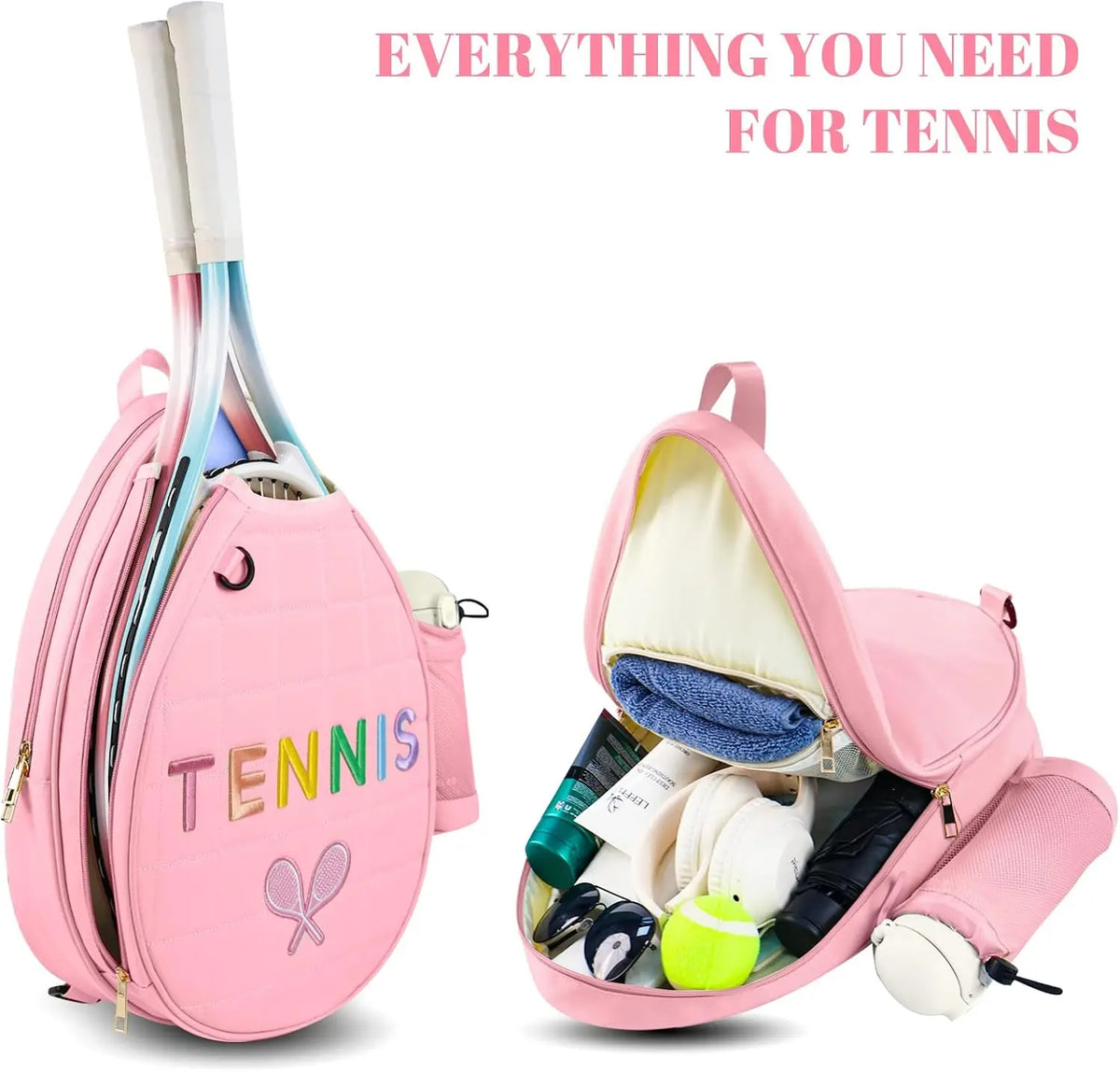 Tennis Sling Crossbody Backpack for Women, Water Resistant Pickleball Racket Bag