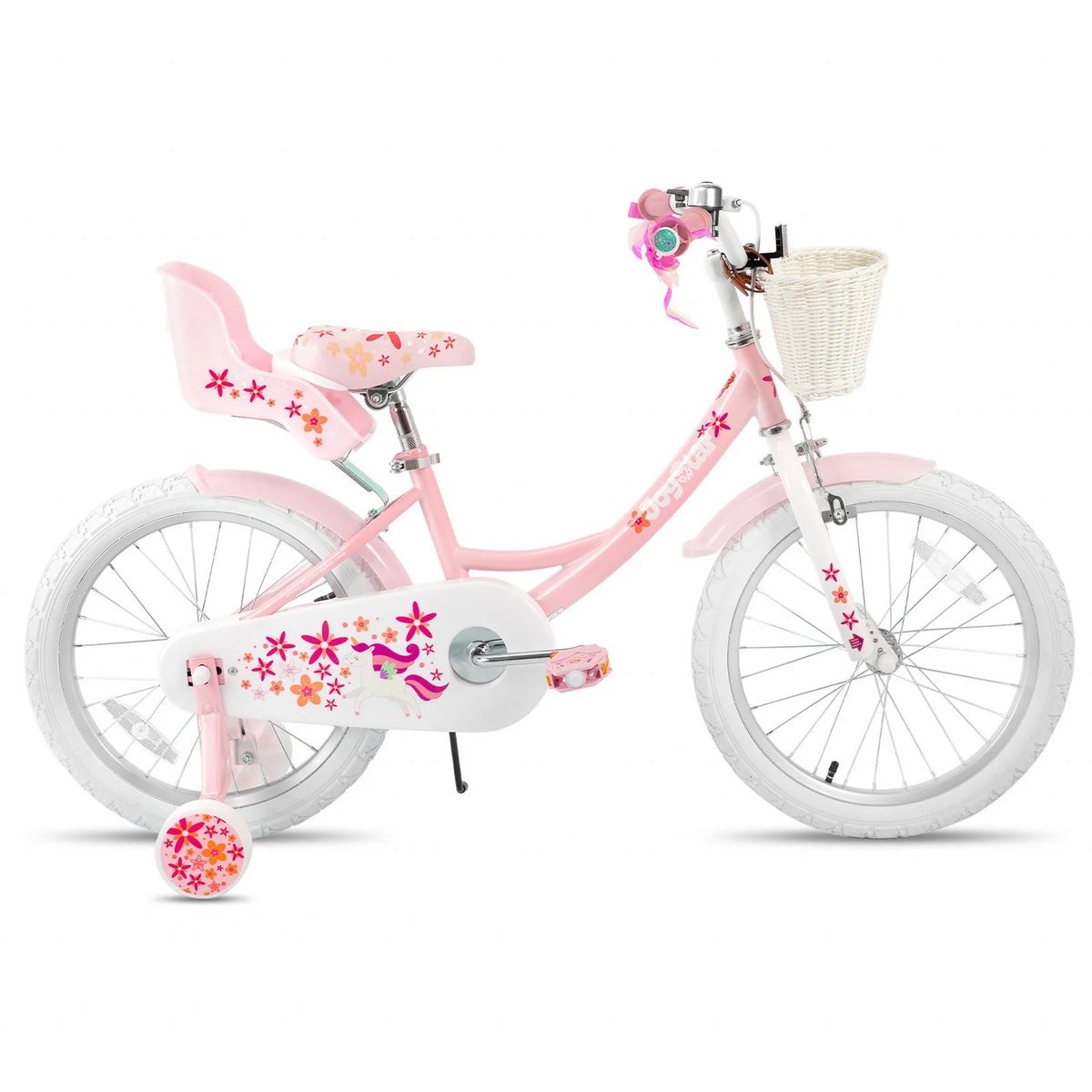 JOYSTAR Unicorn Girls Bike for Kids Ages 2-9,Kids Bike with Training Wheels, Streamers, Basket and Doll Seat