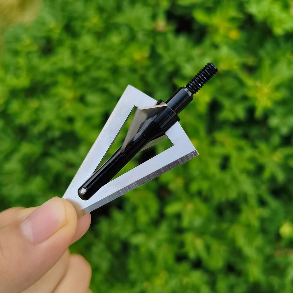 Archery Broadheads 12pcs 120grain Screw-in Aluminum Steel Arrowheads Durable Sharp Blade Tips for DIY Arrow Shaft Compound Recurve Bow Hunting Shooting Target Practice Outdoor Sports Accessories