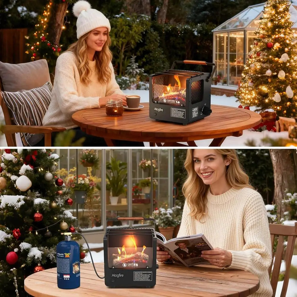 Compact 3-in-1 Outdoor Butane Fire Pit, 5200 BTU Heater & Stove, Safe Flame Bowl for Camping & Fishing