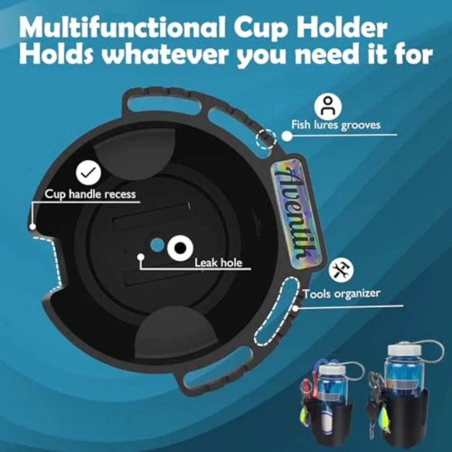 Eupeng Multi-Functional Kayak Cup Holder Track Mount Non-Slip Design Lure Holding Tool Storage 2 Sizes Aventik Boat Cup Holder