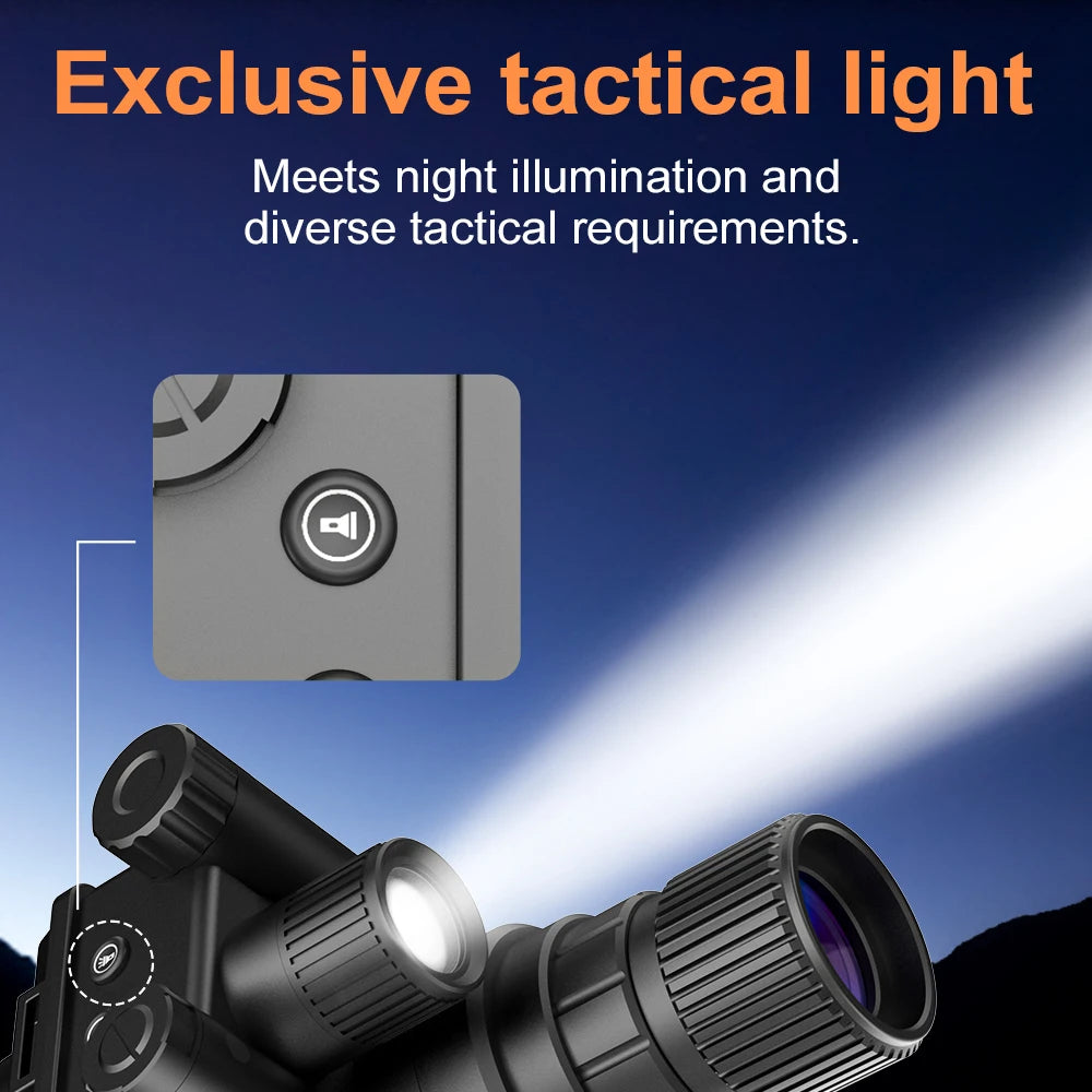 Night Vision Device Binocular Single Tube With Tactical Light Supports Head-Mounted Infrared 4k Uhd 48mp Head Mounted Tactical Telescope Goggles, 8x Zoom,600m Infrared Night Vision Binoculars Hunting Trail Camera