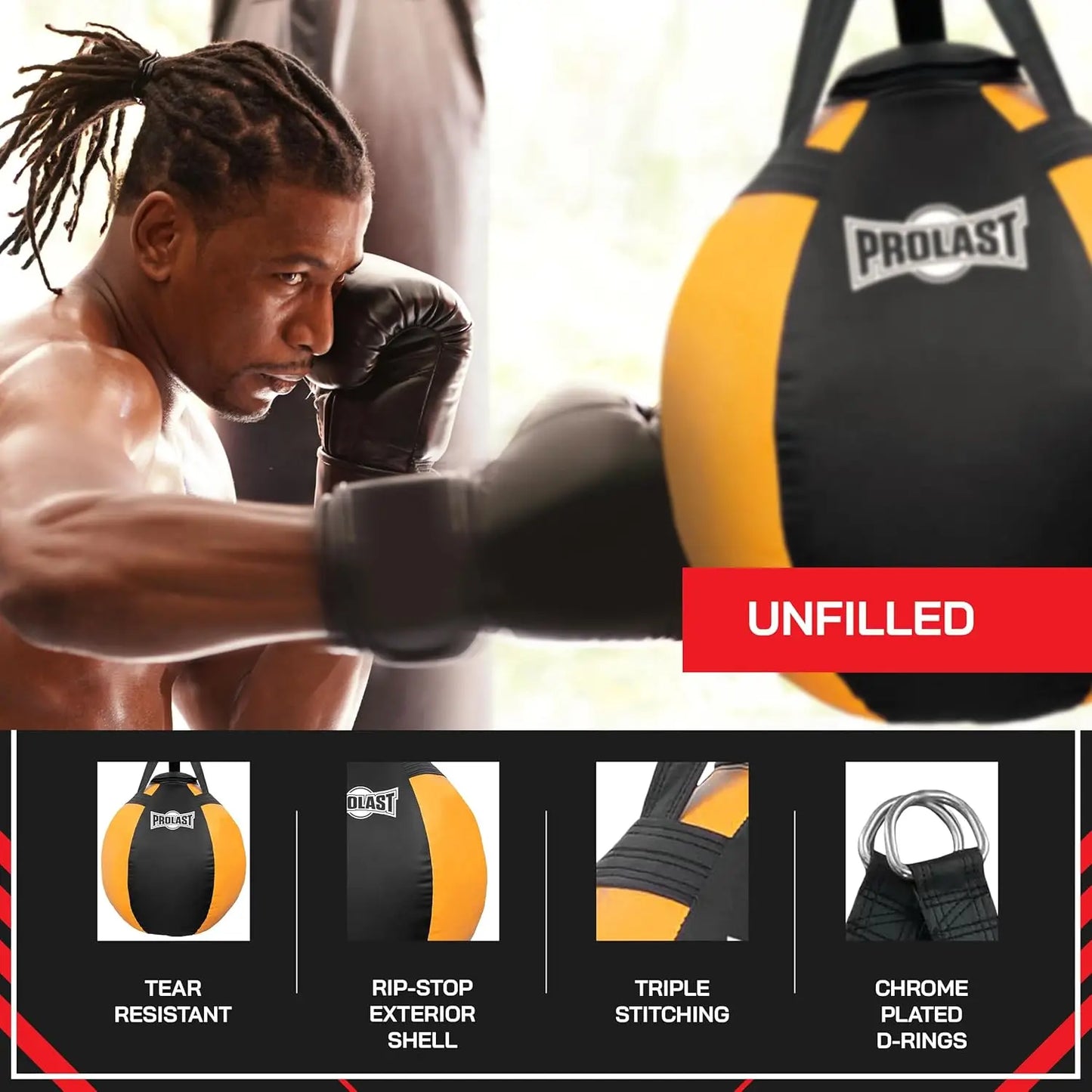 Wrecking Ball Heavy Punching Bag for Adults, Hook and Uppercut, Body Snatcher, Boxing, MMA, Muay Thai, 65 lbs, Classic