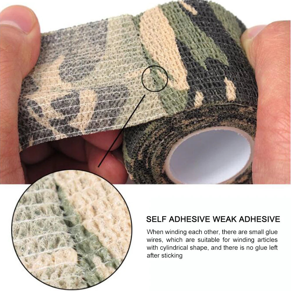 4.5mx5cm Camouflage Adhesive Elastic Bandage Reusable Camping Hunting Camera Binoculars Water Bottle Disguise Wrap Bandage
