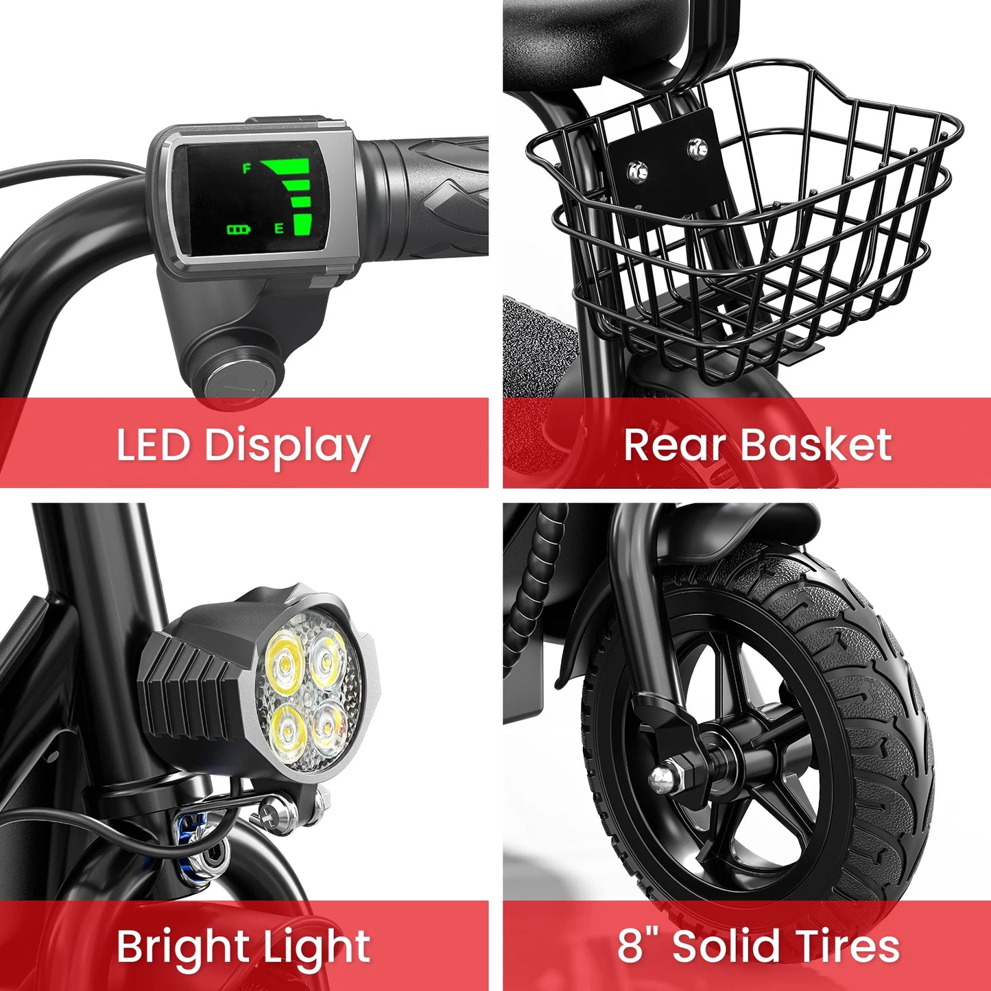 Spacewalk 36V Kids Electric Scooter with Seat,250W Peak Motor,6.2 Miles 11MPH,Foldable Electric Scooter for Kids with 8" Tires