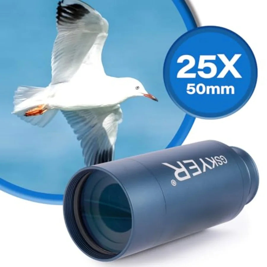25x50 Monocular Telescope for Adults High Powered Compact HD Zoom Scope with BAK4 Prism FMC Lens Black Cool Gadget for Hunting