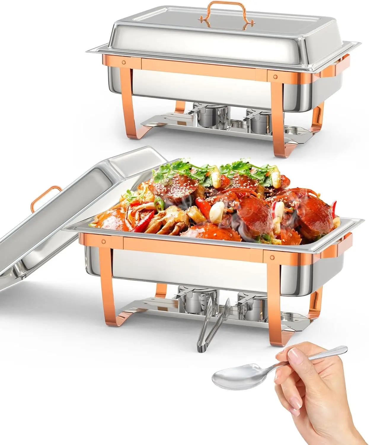 Chafing Dishes for Buffet,Rectangle Chafing Dishes Buffet Set,Stainless Steel Chafer and Food Warmer for Party wedding