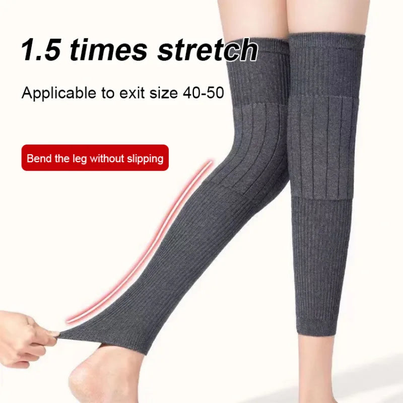 Thickened Cashmere Knee Pads Unisex Winter Joint Protection Leg Pad Joint Sports Seamless Knee Brace Thicken Lengthen