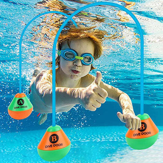 2pcs/set Through Door Diving Ring Adults Kids Underwater Swimming  Diving Training Crossing Rope Door for Outdoor Pool Games