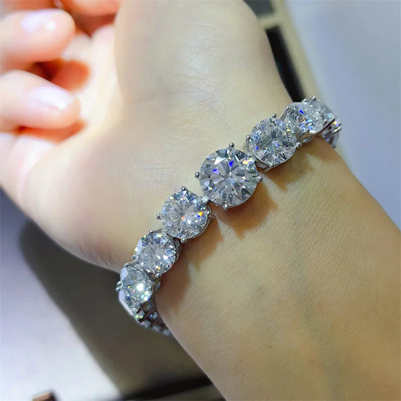 New large carat 925 pure silver white moissanite 5-carat tennis bracelet fashion jewelry gift Women's wedding jewelry