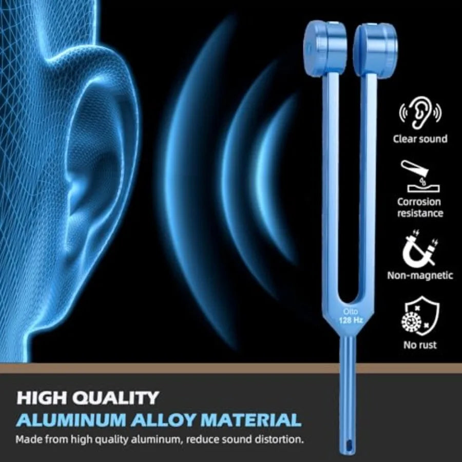 Tuning Forks for Healing 4 PCS Aluminum Alloy Tuning Fork 128Hz 136.1Hz 256Hz 384Hz Hockey Puck Activator and Feet Chain Weight