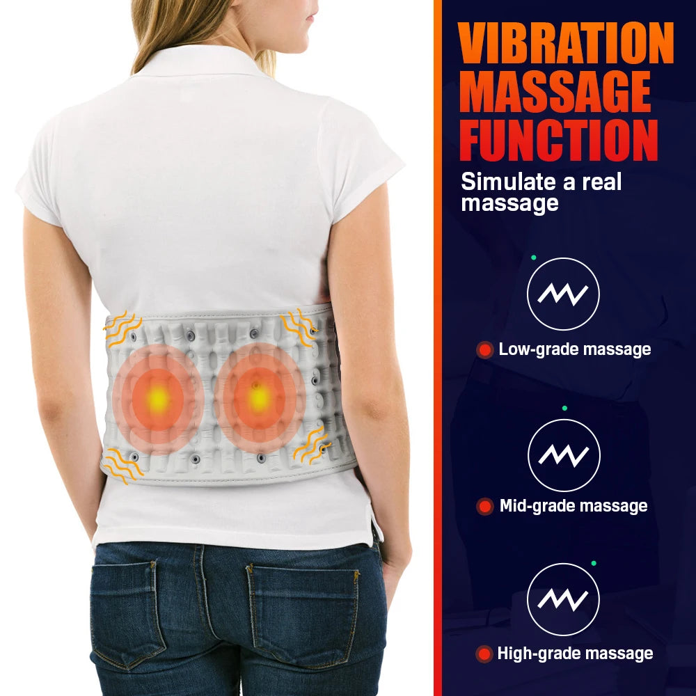 UK Inflatable Waist Brace Waist Fixed Belt Red Light Heating Vibration Massage Belt for Male and Female Air Traction Device