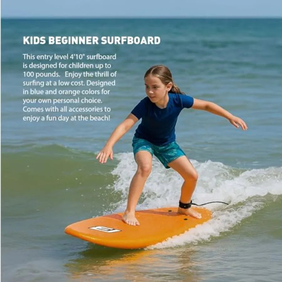 4'10 Funboard Beginner Learning Softboard Surfboard Foam in Blue for Easy Riding and Safe Practice