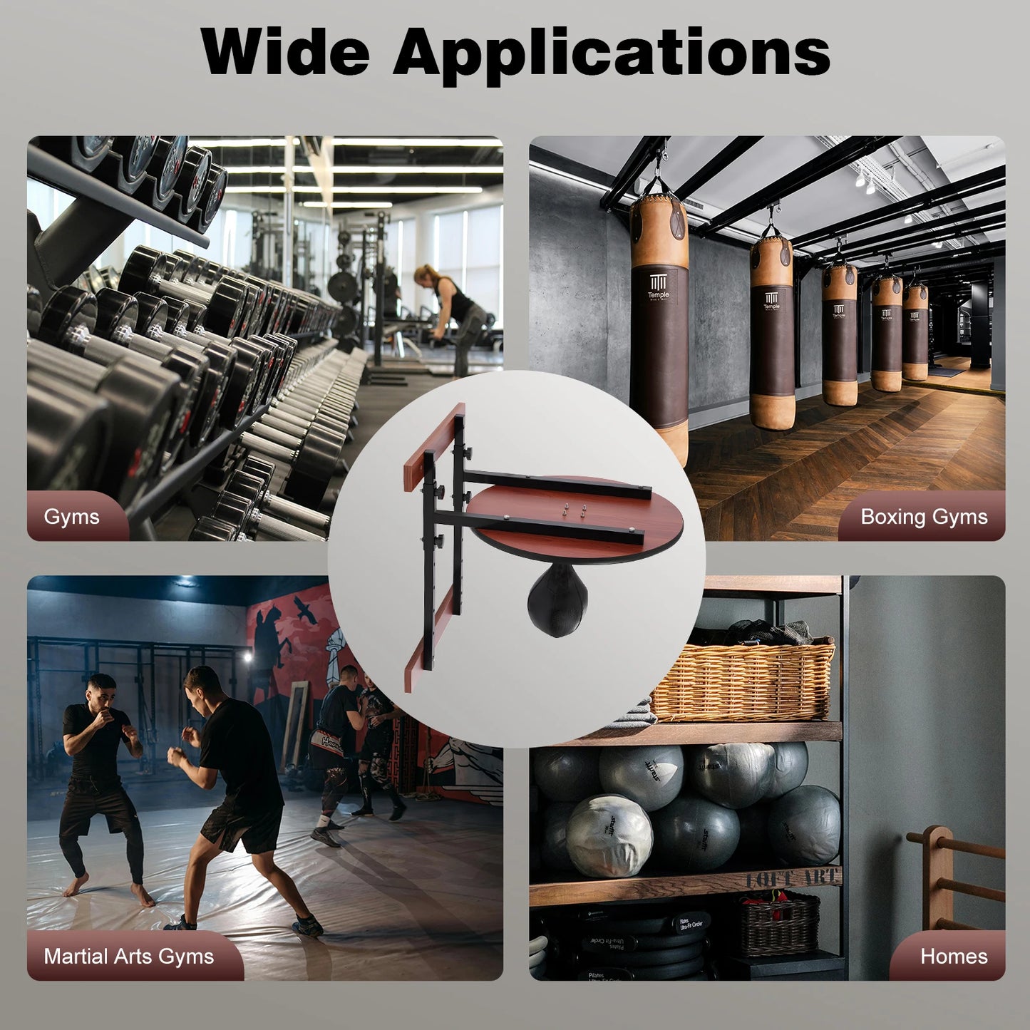 Speed Bag Boxing Height Adjustable Boxing Training Equipment with 360° Rotatable Speed Bag Wall Mounted Punching Bag Boxing Set