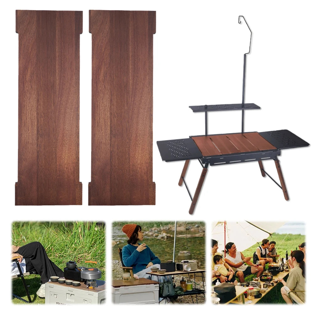 2Pcs Camping Table Unit Board Wooden BBQ Picnic Table Plate Multifunctional Portable Table Unit Plate for Outdoor Camping