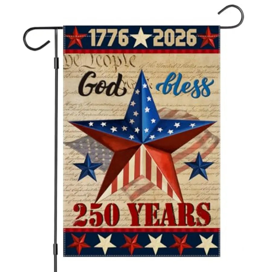 250 Anniversary USA Garden Flags for Outside, 4th of July 250th Year America Banner, God Bless United States Double-Sided with