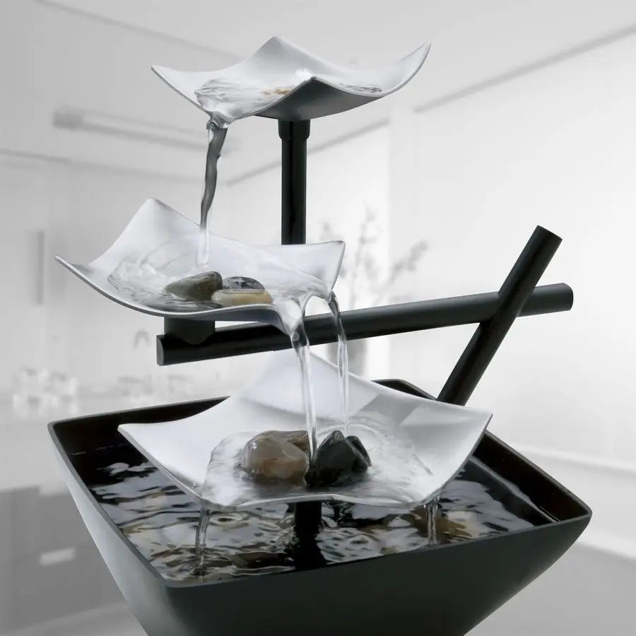 Tabletop Water Fountain, Home Decor Soothing Sound Machine Automatic Pump, Deep Basin amp Natural River Rocks. Indoor Zen Relaxa