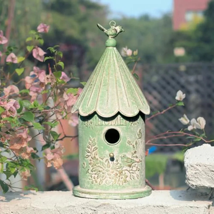 Metal Hanging Birdhouses for Outdoors Bird Houses for Outside Unique Bird Nest for bird Wren Chickadee Sparrow Bird Nest Box fo