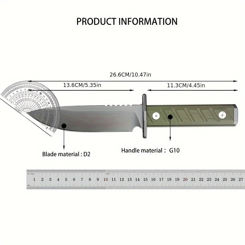 0006 Straight Knife G10 Handle D2 Blade Outdoor Camping Survival Hunting Combat Self-defense Portable Easy To Carry Multi-tool