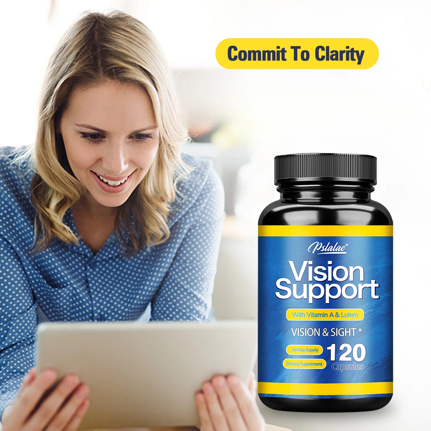 Vision Support Capsules - Contains Vitamin A and Lutein To Promote Eye and Vision Health and Relieve Eye Fatigue - 120 Capsules
