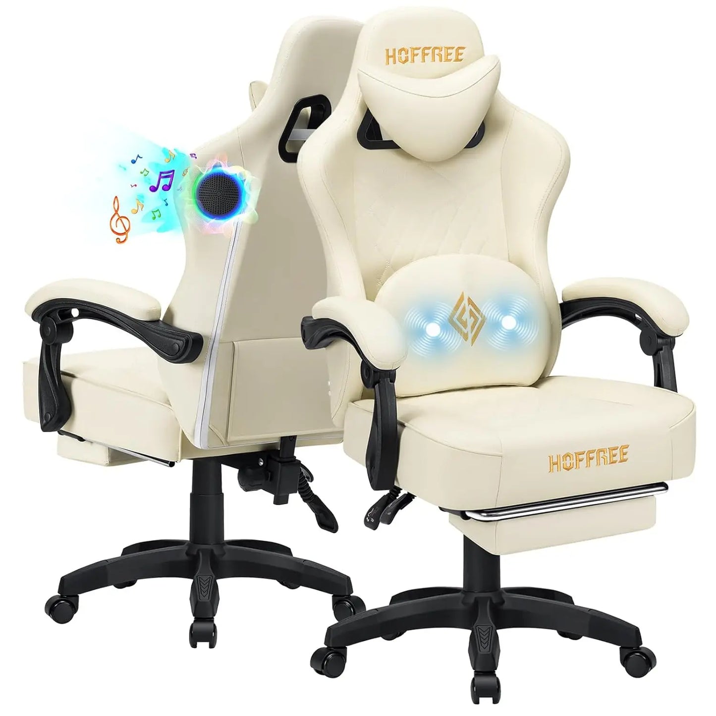 Gaming Chair Computer Chair with Speakers Massage Game Chairs with Footrest Bluetooth High Back Ergonomic Computer, Customized
