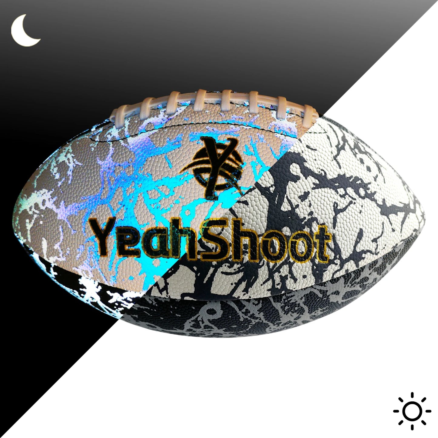 Holographic Reflective Football - Maximize Night Visibility with Glow in The Dark Tech, Size 9 Cool Luminous American Football