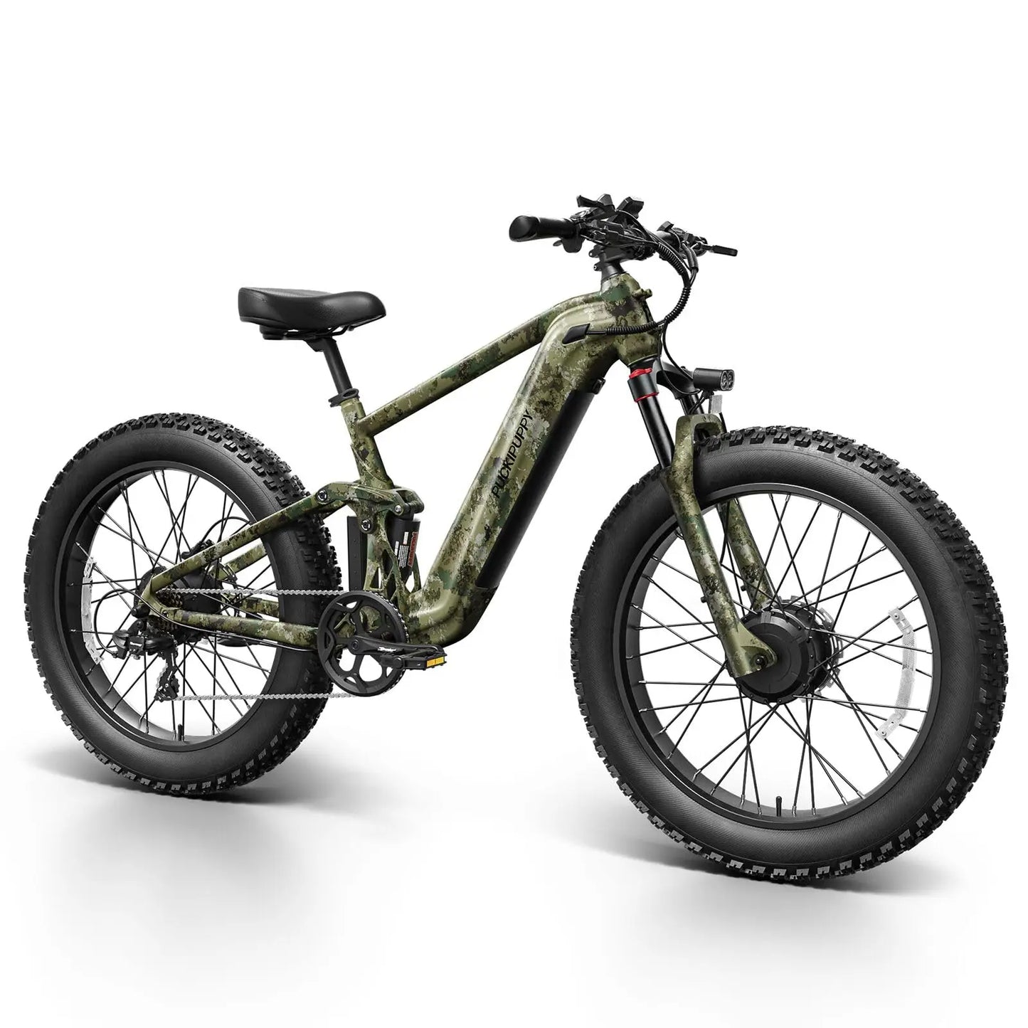 PUCKIPUPPY Dual Motor Electric Bike for Adults 1600W 48V 20AH Battery with Torque Sensor 8 Speed 26" Fat Tire Full Suspension