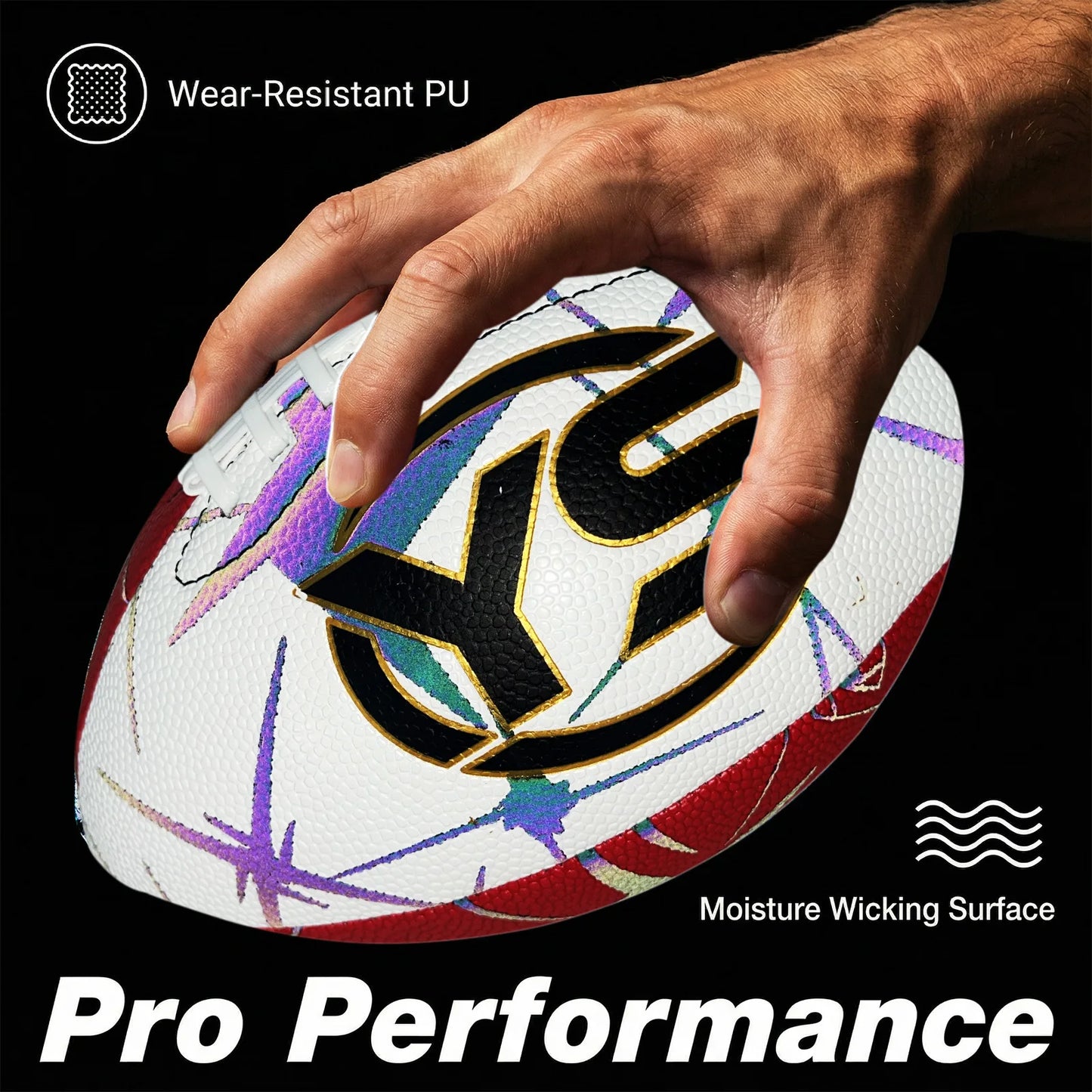 Holographic Reflective Football - Maximize Night Visibility with Glow in The Dark Tech, Size 9 Cool Luminous American Football