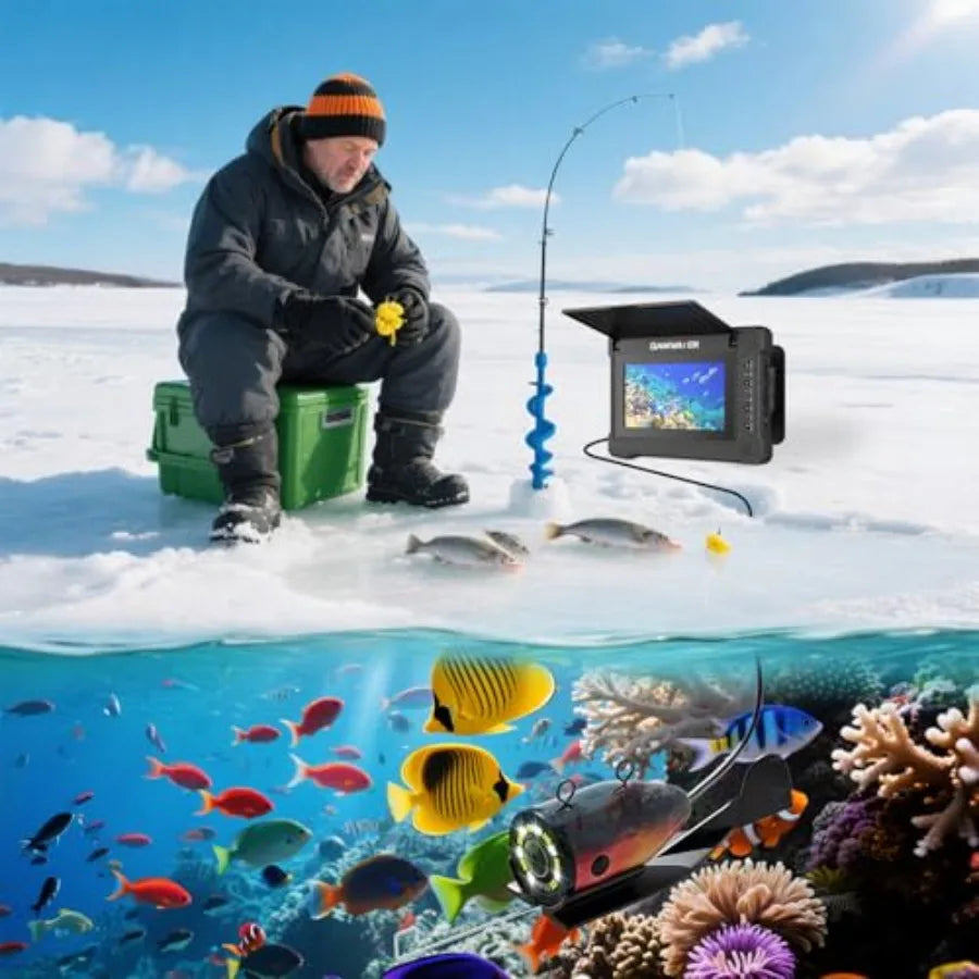 Underwater Fishing Camera for lake, boat, ice fishing: 7-inch LCD, infrared night vision, 15M cable, upgraded HD lens, black, p