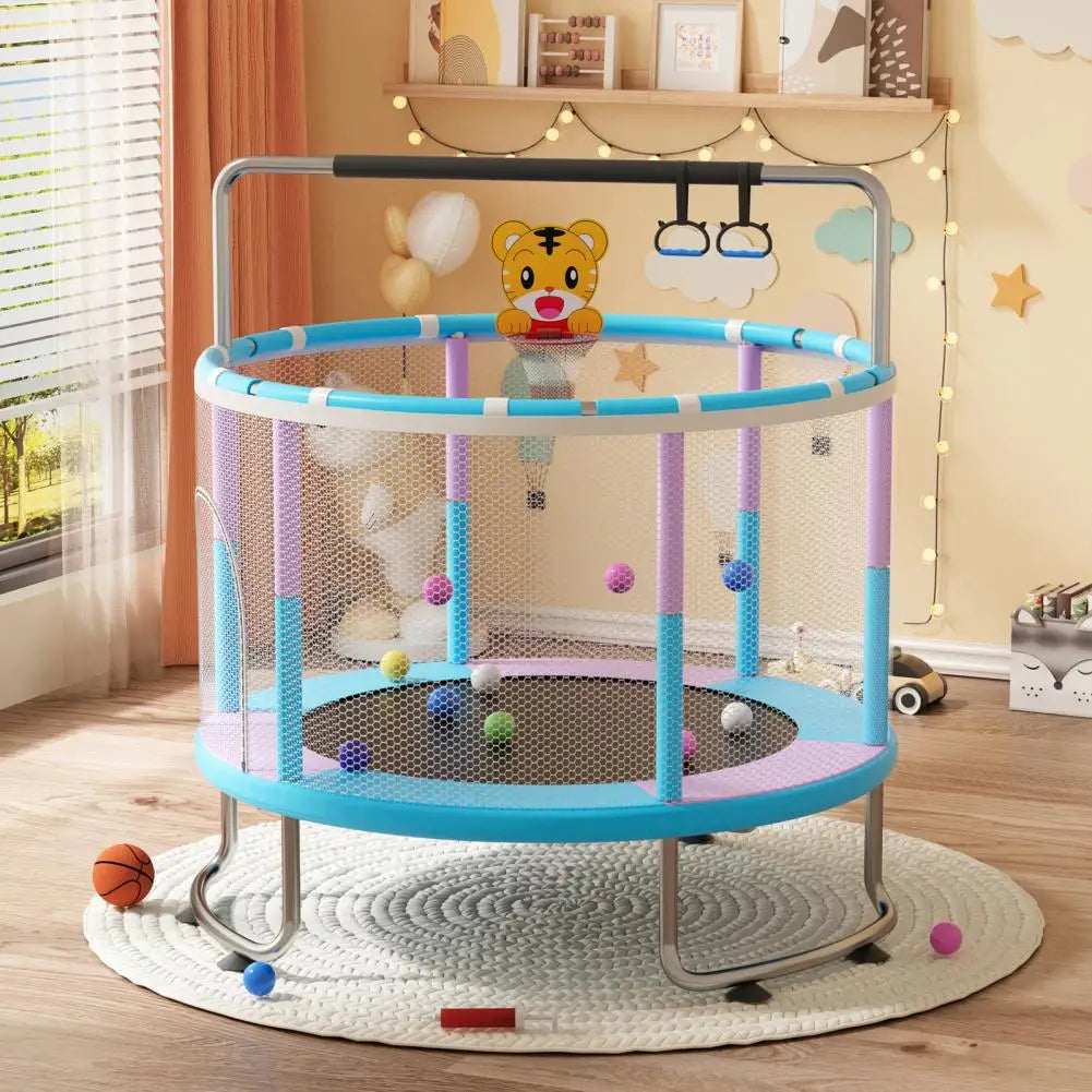 5FT Kids Trampoline Adjustable Baby Toddler Trampoline 440lbs Indoor Outdoor Toddler Trampoline with Enclosure Net